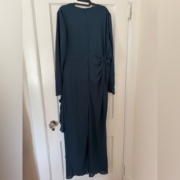Elegant Teal Long Sleeve Gown - Picture 7 of 7